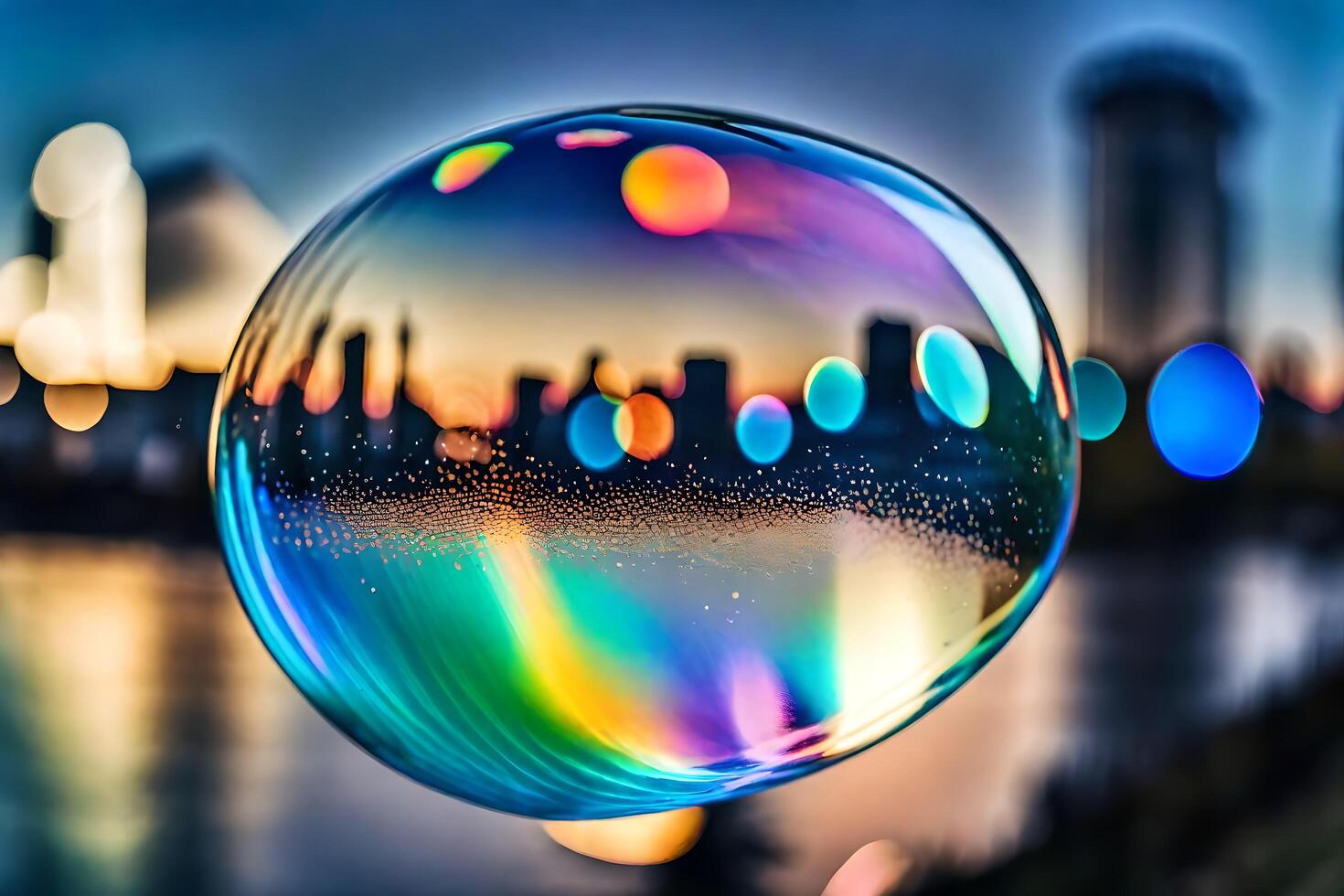 AI generated a bubble with a city in the background photo