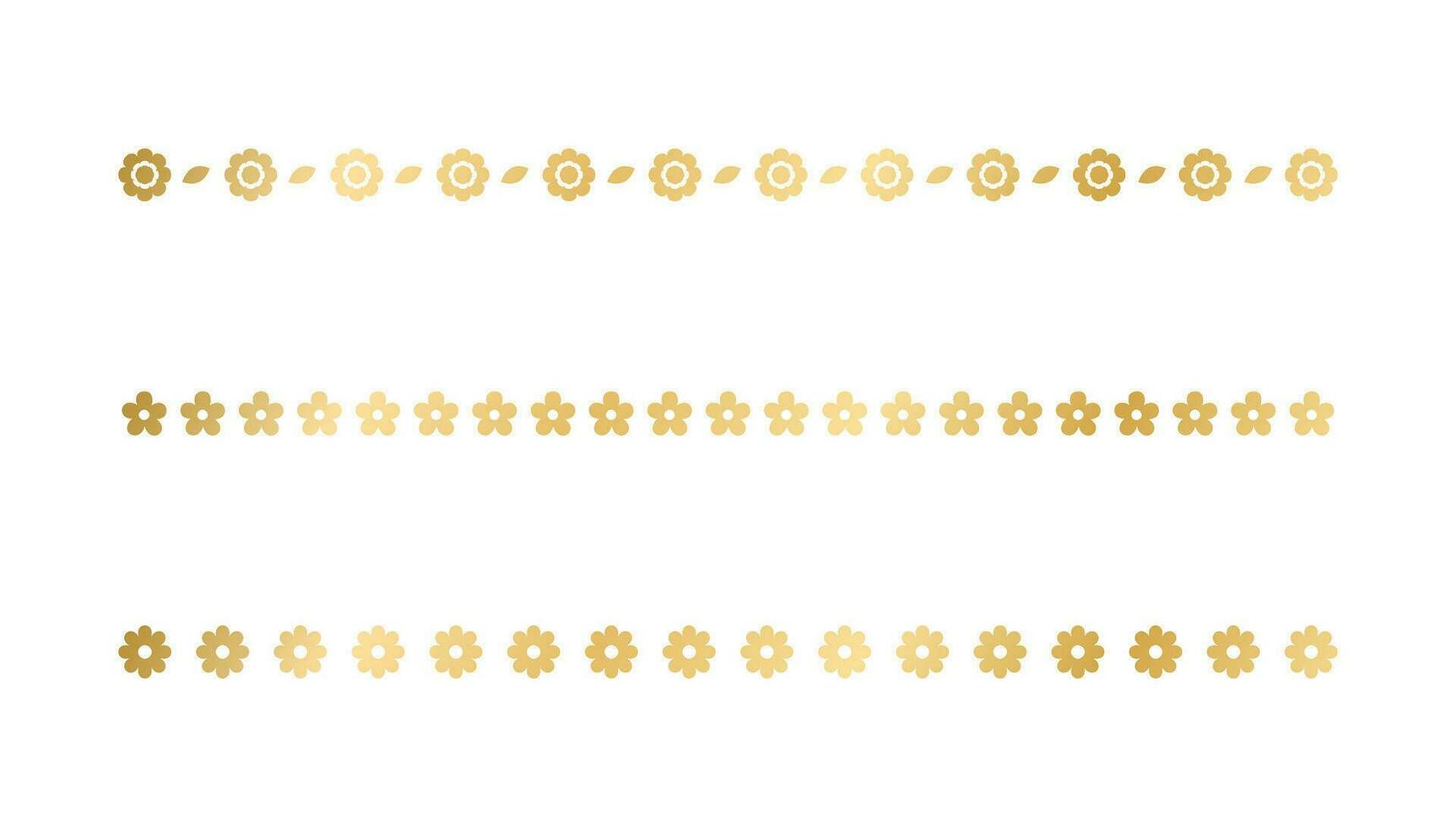 Gold floral separators border, text dividers set. Line borders botanical luxury design element. vector