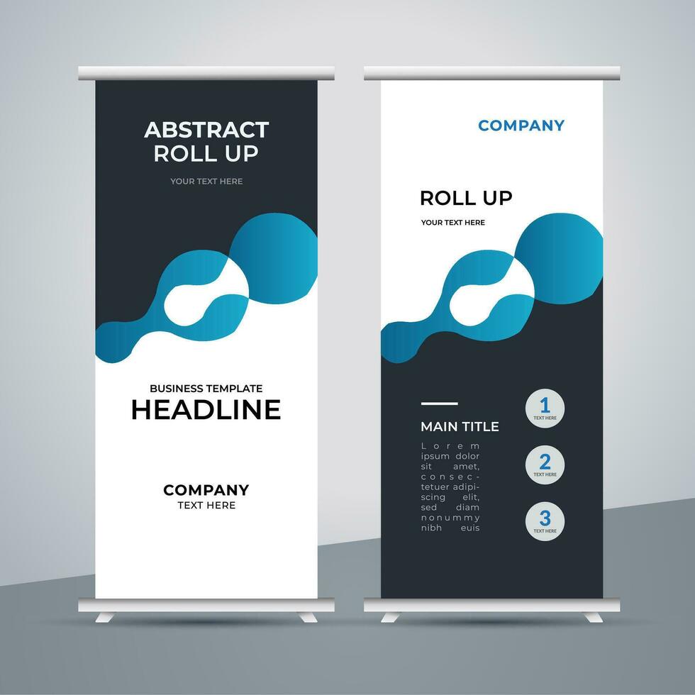 modern roll up banner template with abstract design vector