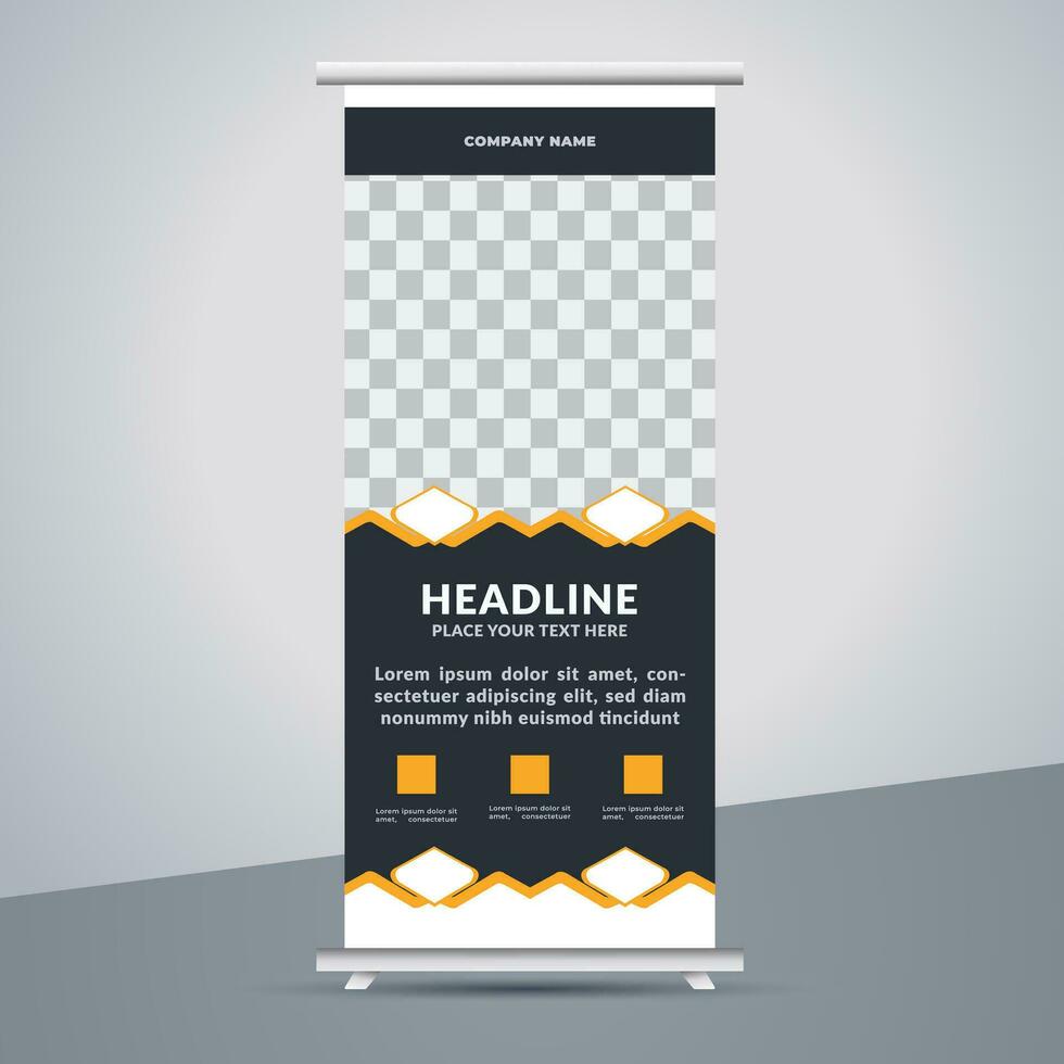 business roll up banner design display standee for presentation purpose vector