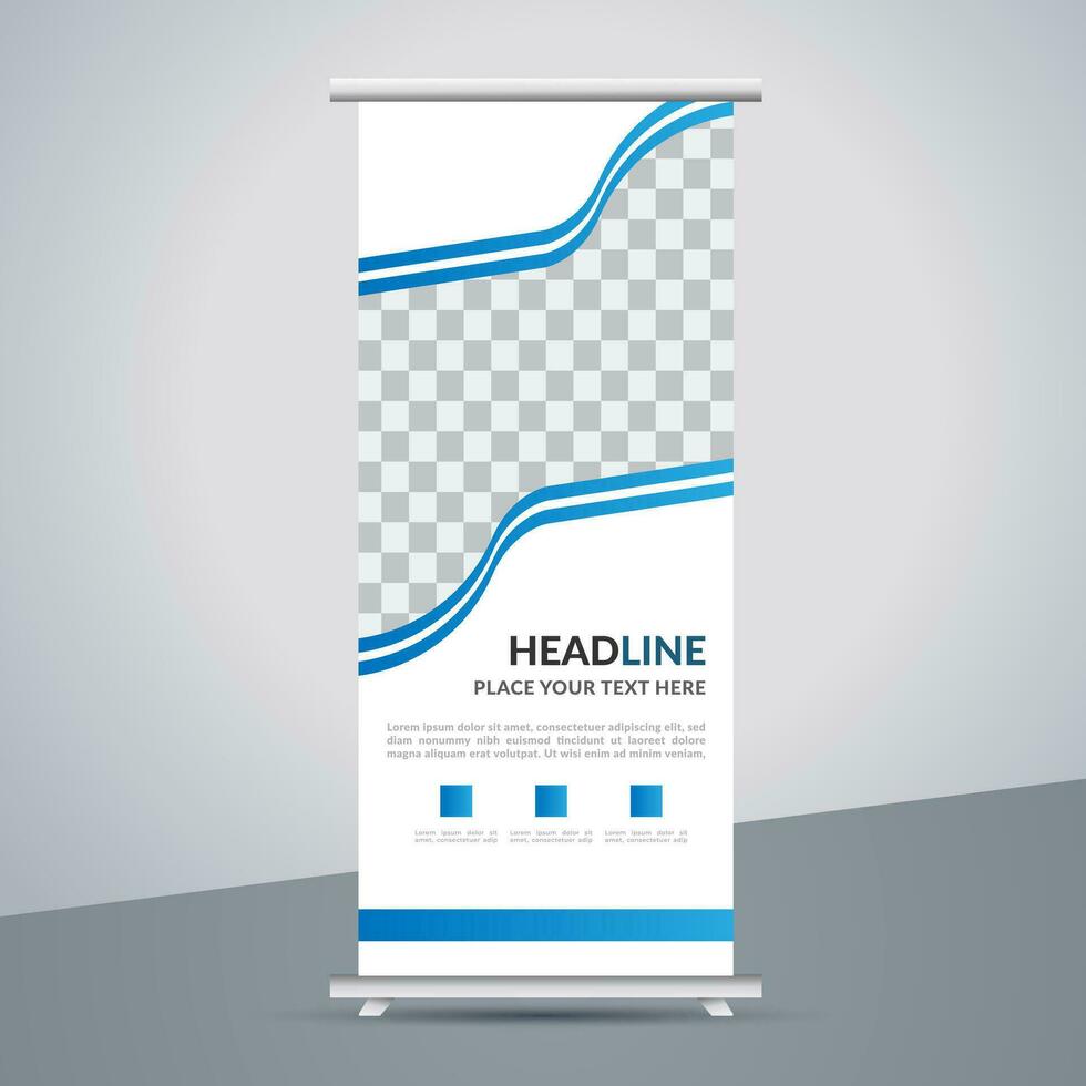 modern roll up banner template with abstract design vector