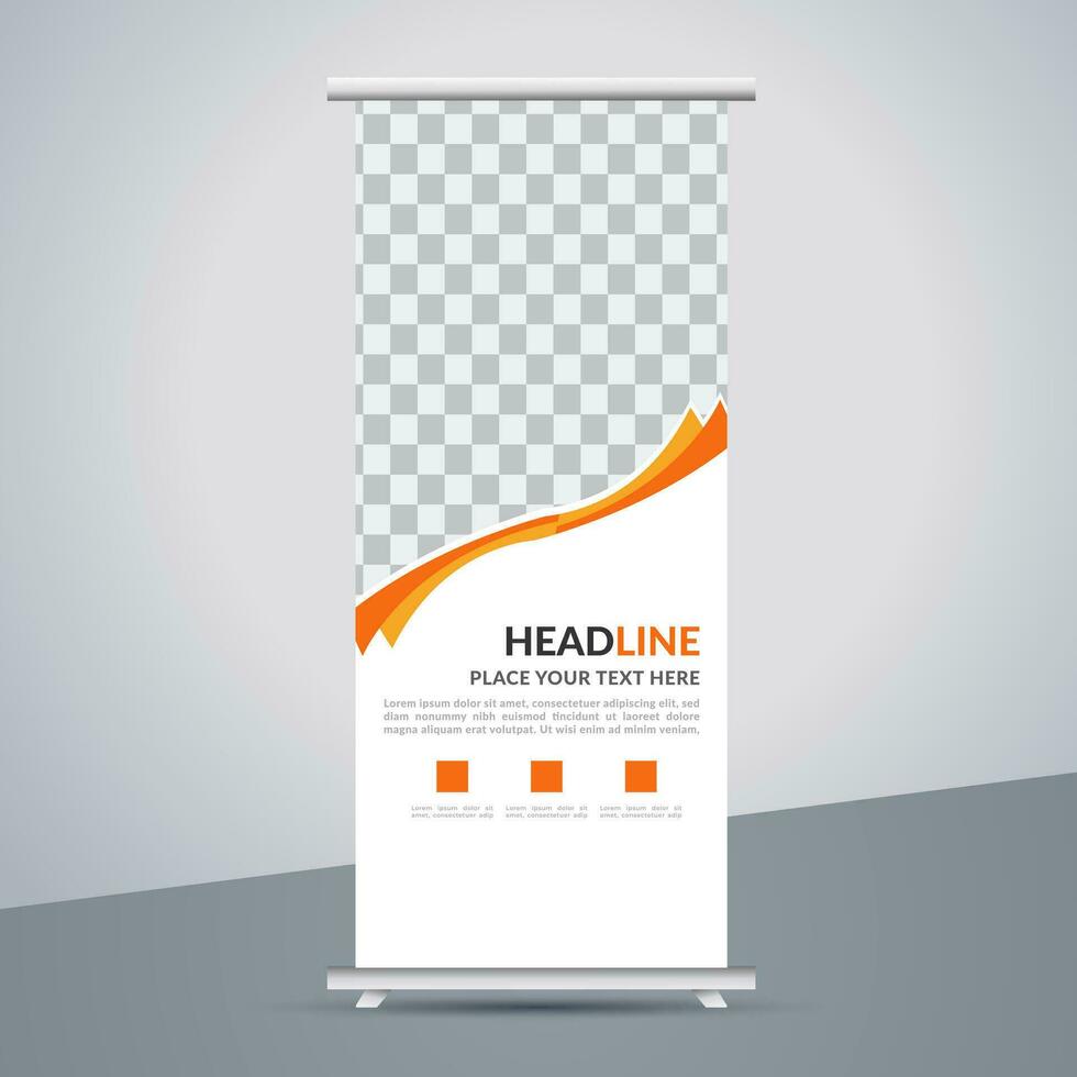 modern roll up banner template with abstract design vector