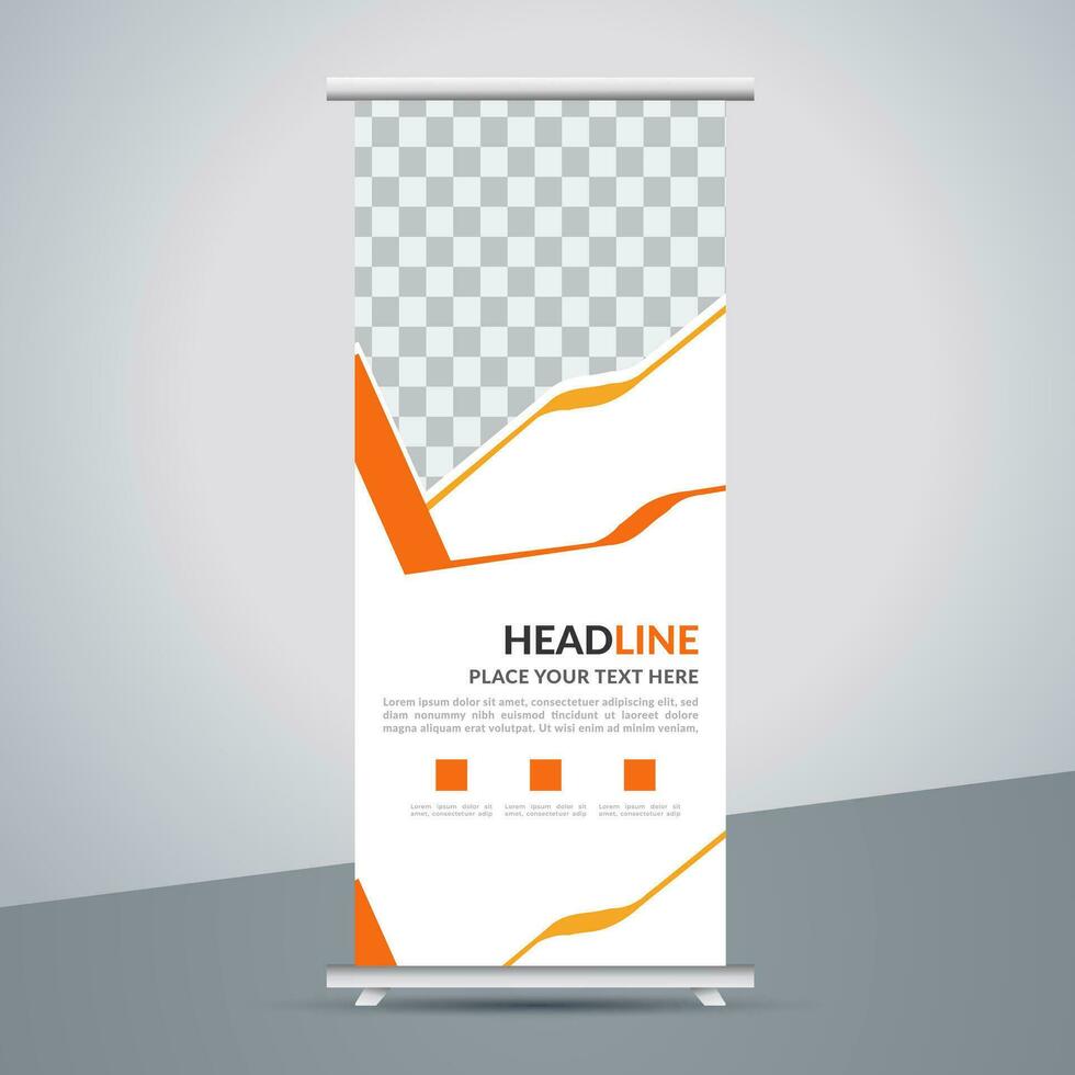 modern roll up banner template with abstract design vector