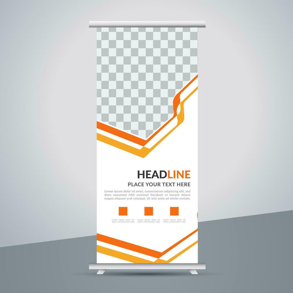 modern roll up banner template with abstract design vector