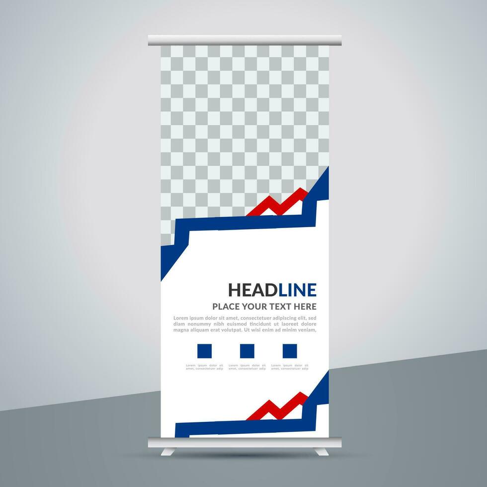 modern roll up banner template with abstract design vector