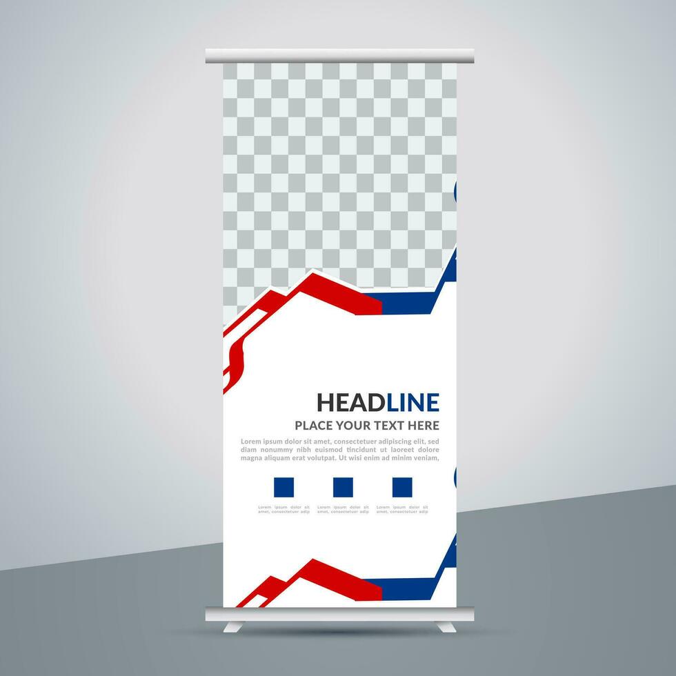 modern roll up banner template with abstract design vector