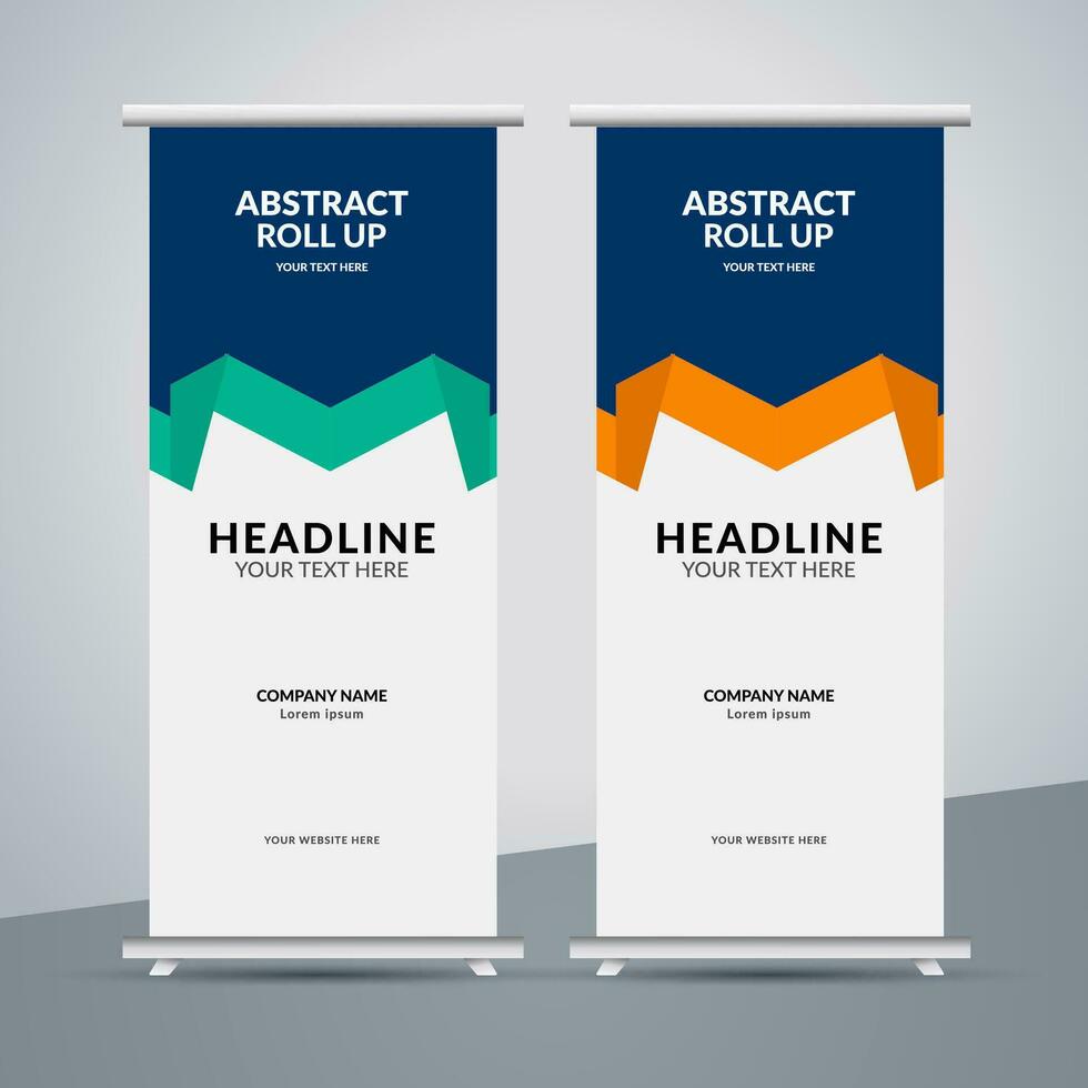 modern roll up banner template with abstract design vector
