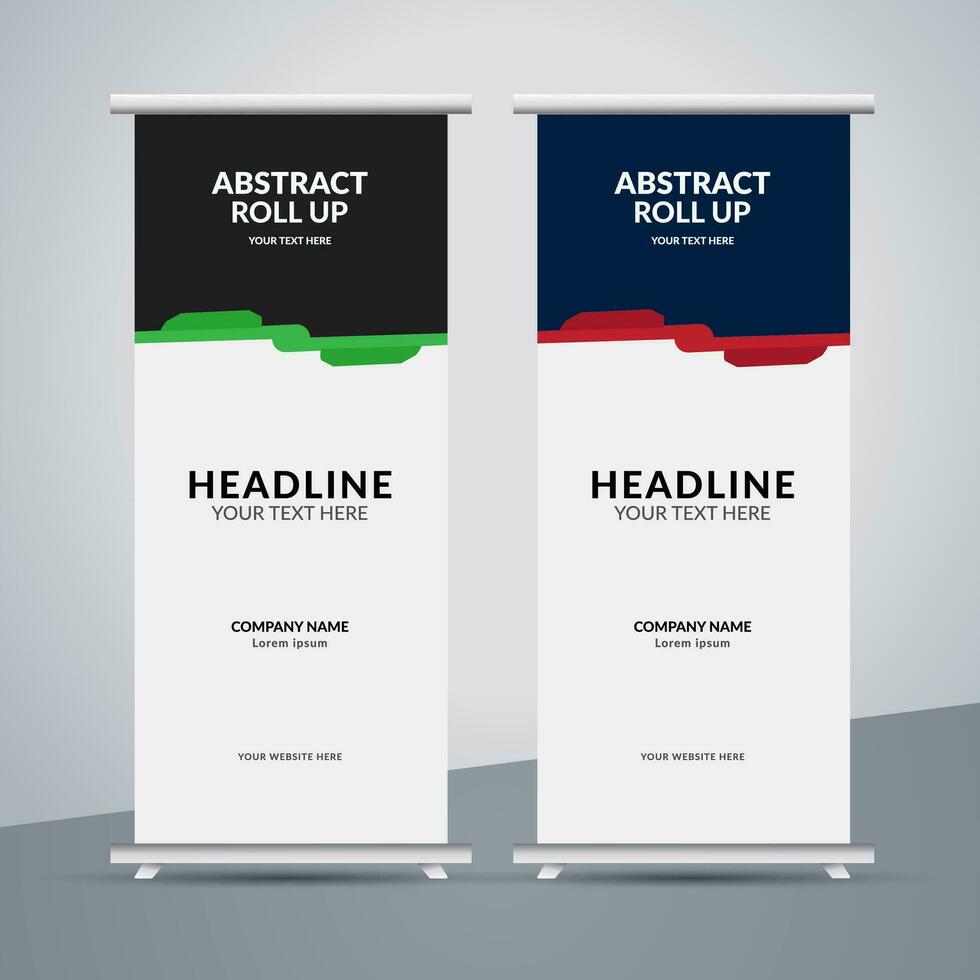 modern roll up banner template with abstract design vector