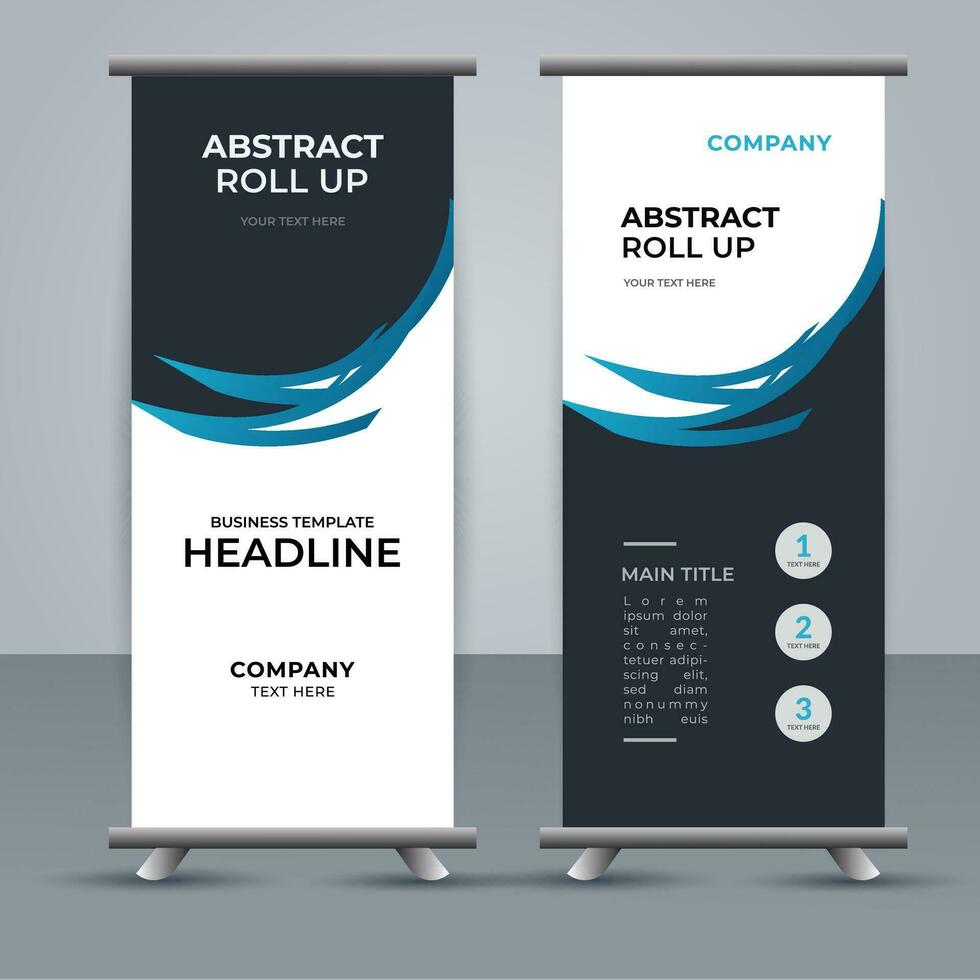 modern roll up banner template with abstract design vector