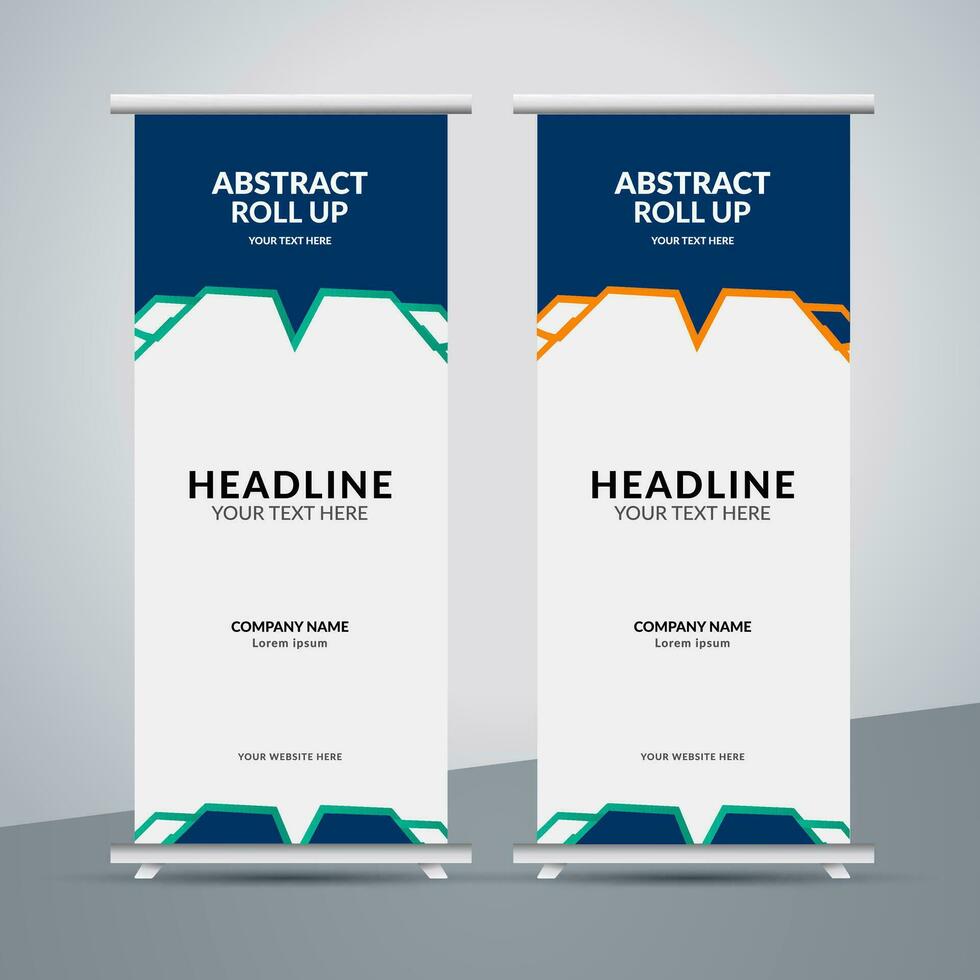 modern roll up banner template with abstract design vector