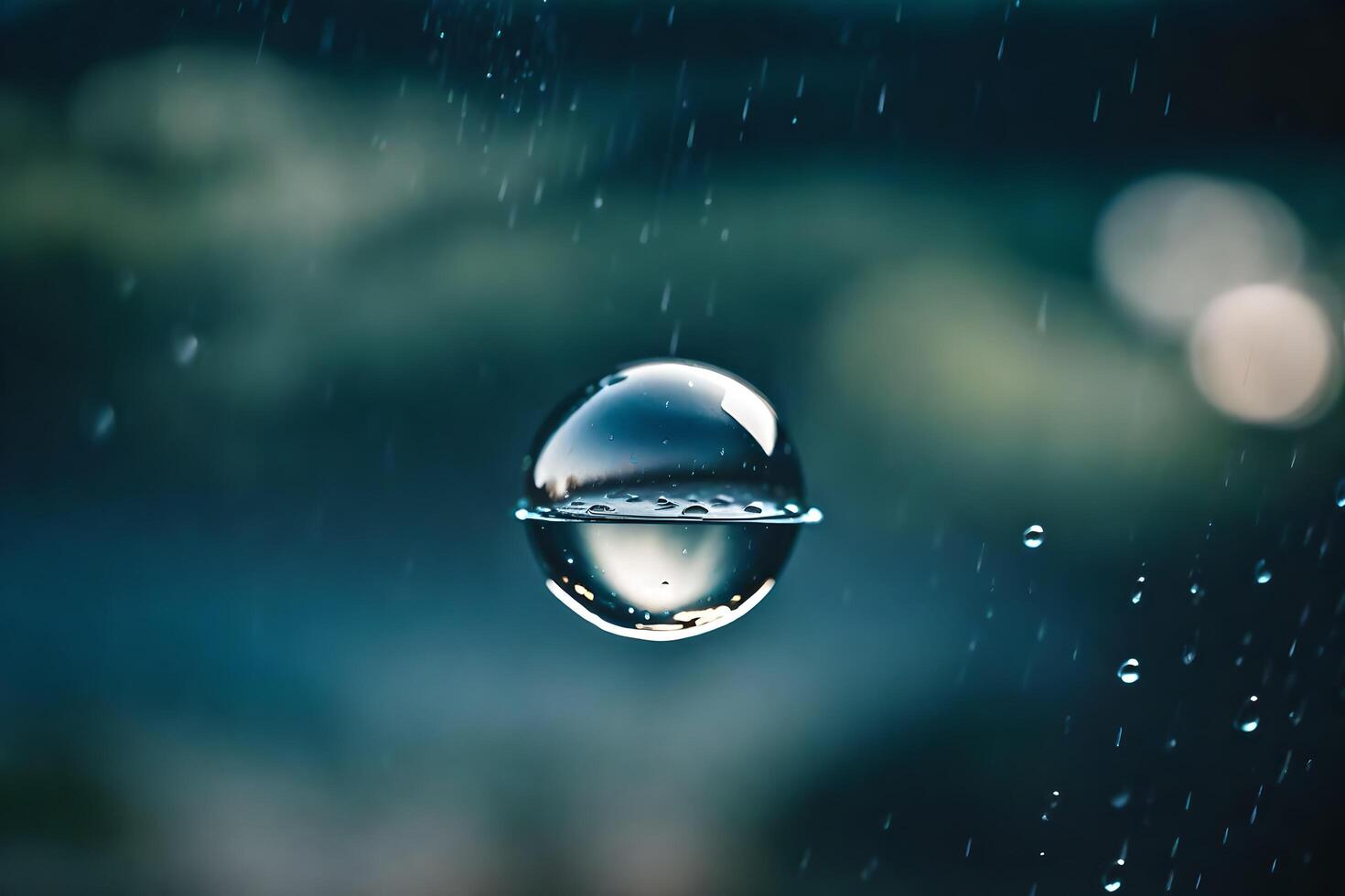 ai generado un soltar de agua es visto en el lluvia foto