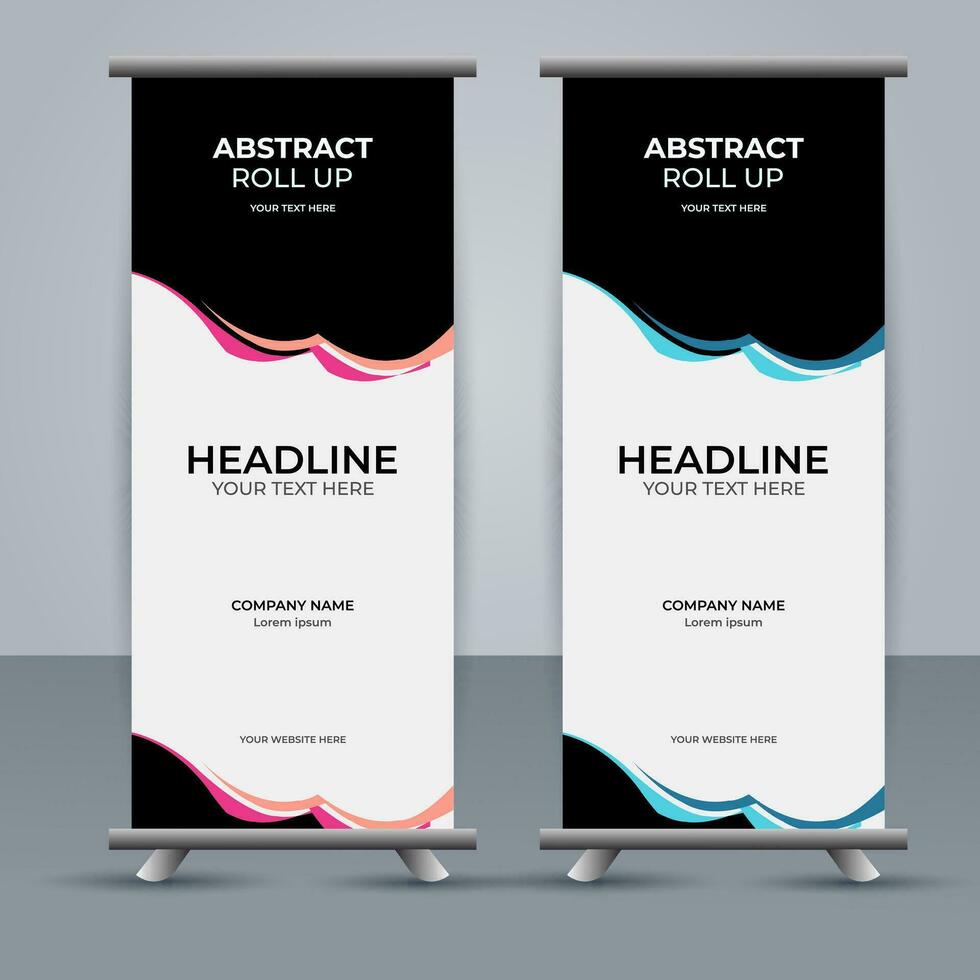 modern roll up banner template with abstract design vector