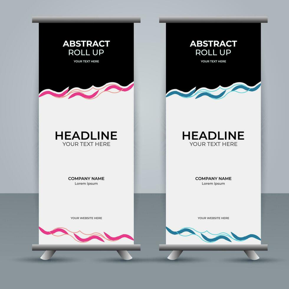 modern roll up banner template with abstract design vector