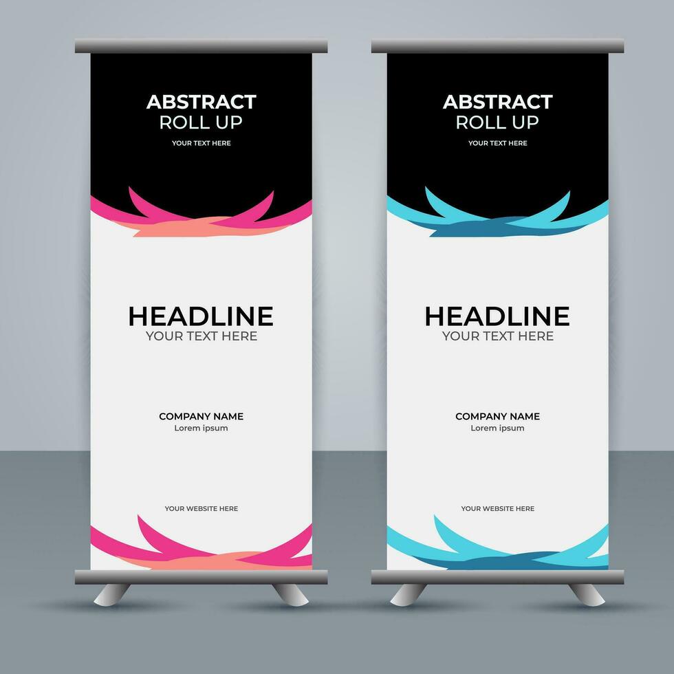 modern roll up banner template with abstract design vector