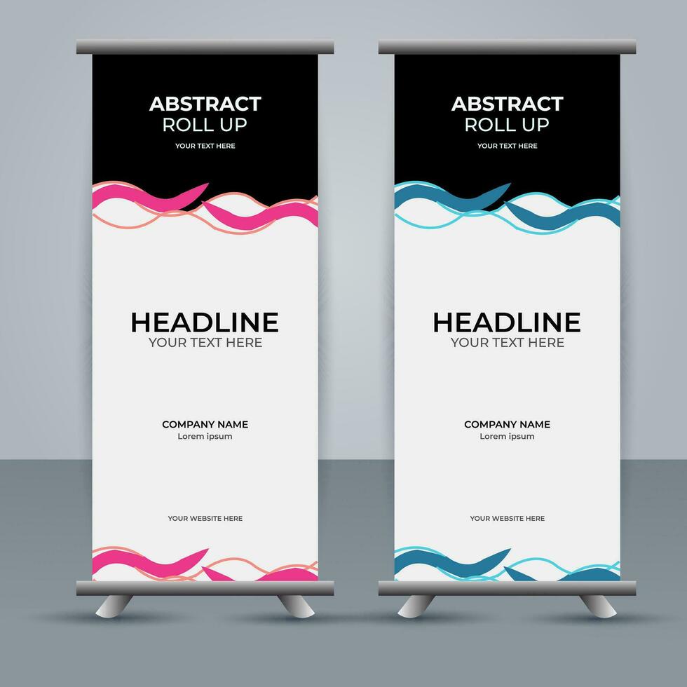 modern roll up banner template with abstract design vector