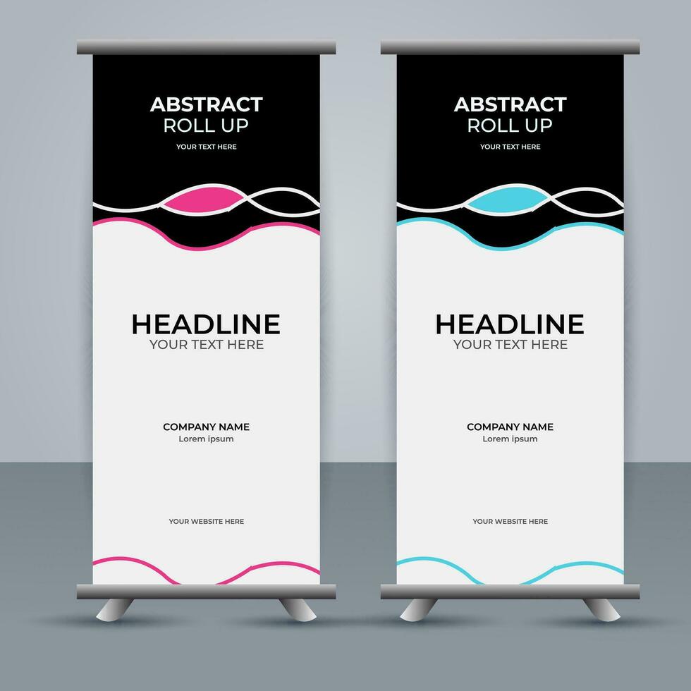 modern roll up banner template with abstract design vector