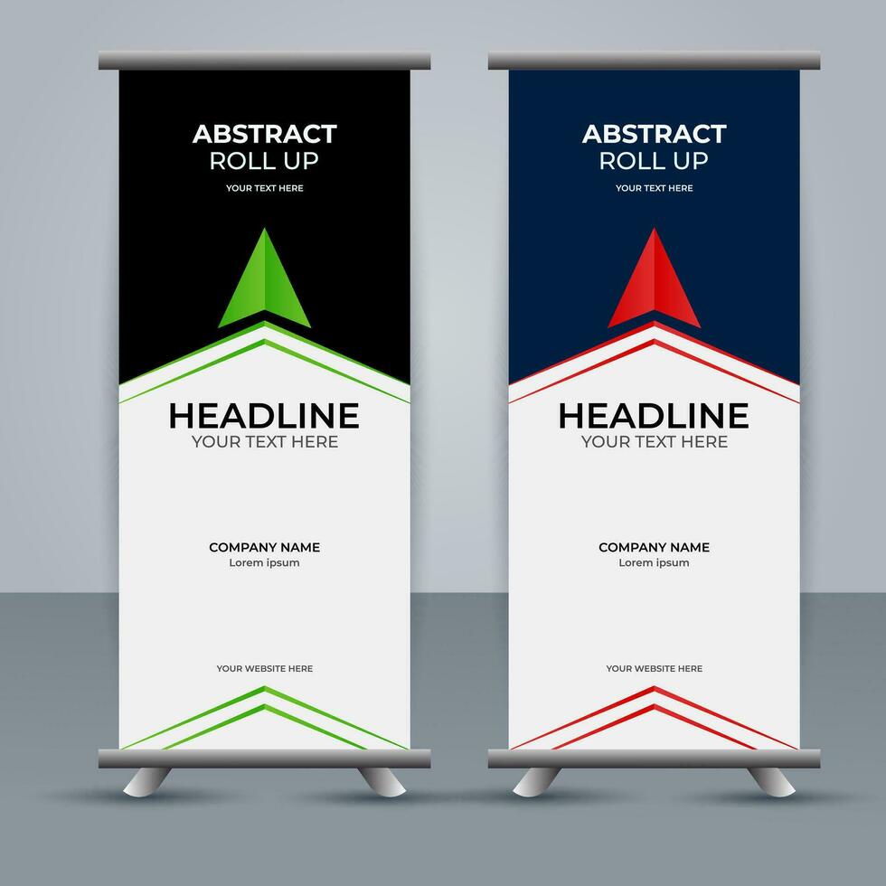modern roll up banner template with abstract design vector