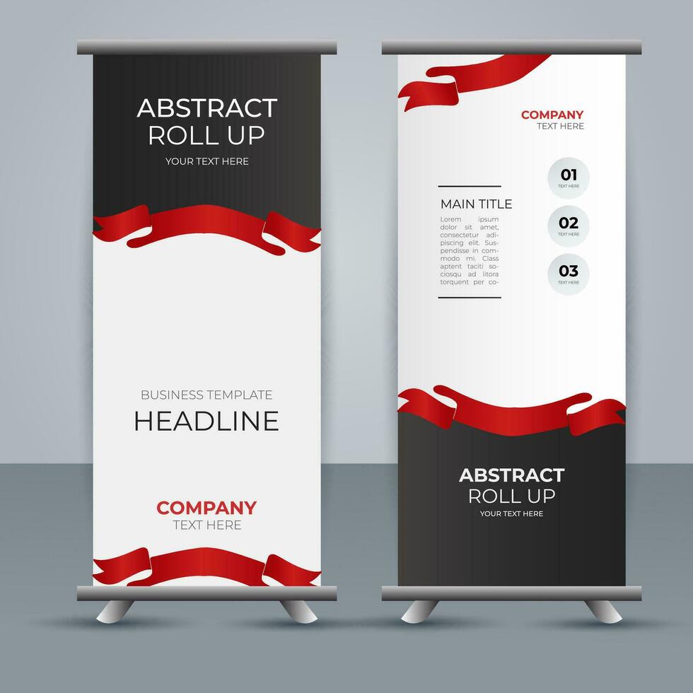 modern roll up banner template with abstract design vector