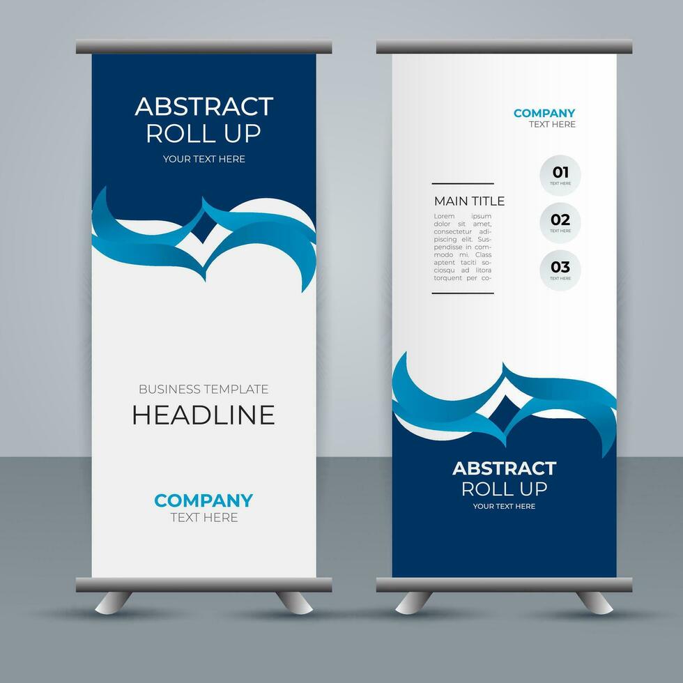 modern roll up banner template with abstract design vector