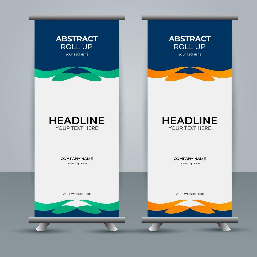 modern roll up banner template with abstract design vector