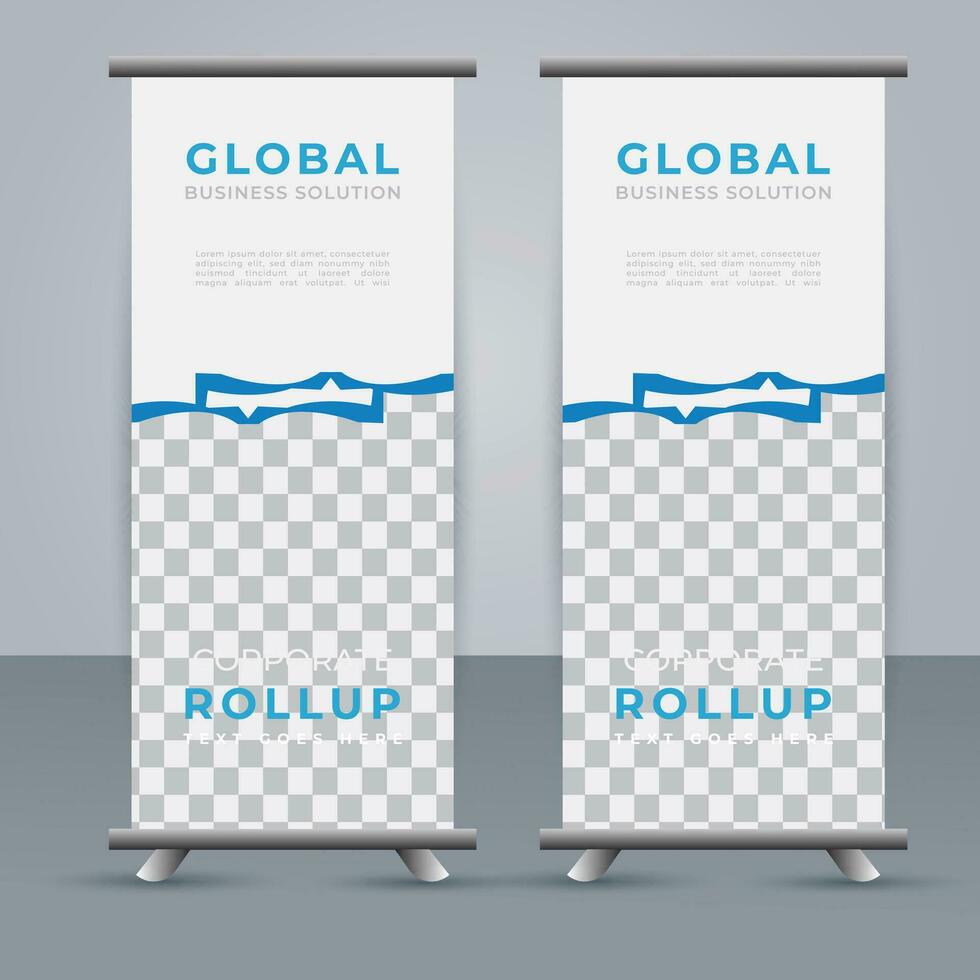 Modern roll up banner design template. flyer. pull up. presentation. brochure. poster. advertisement. print media vector