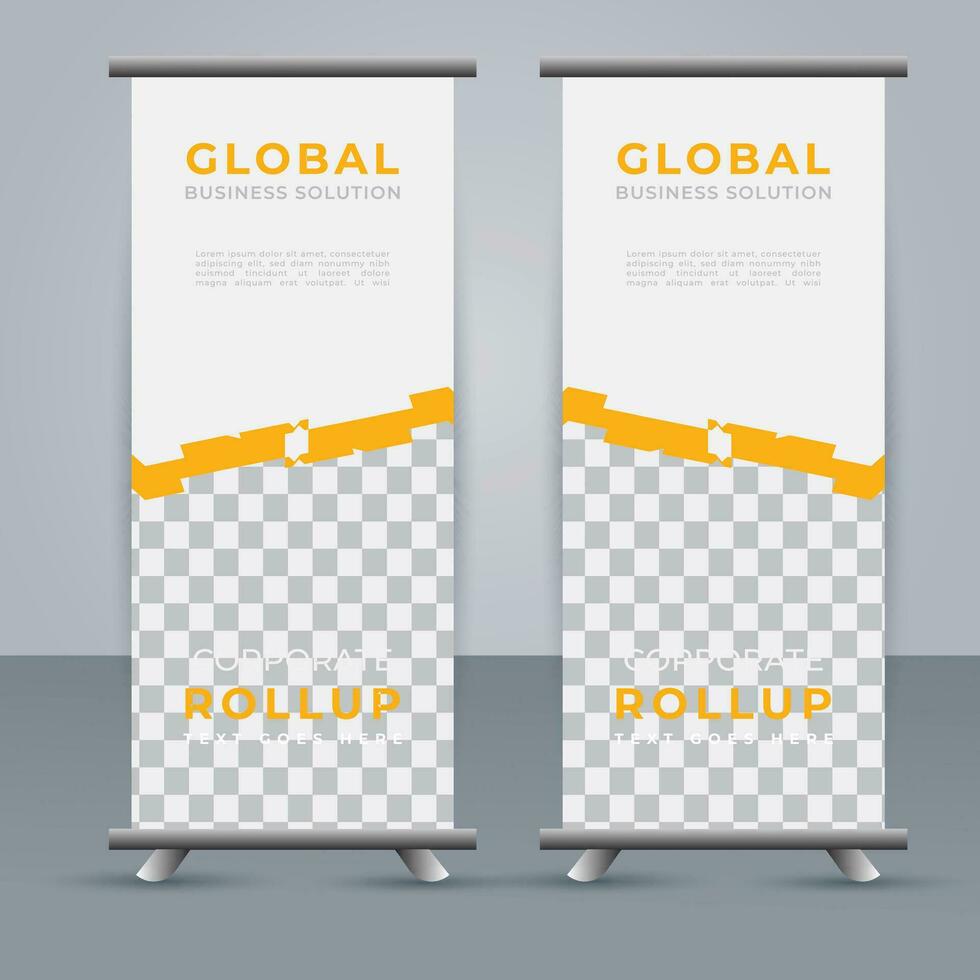 Modern roll up banner design template. flyer. pull up. presentation. brochure. poster. advertisement. print media vector