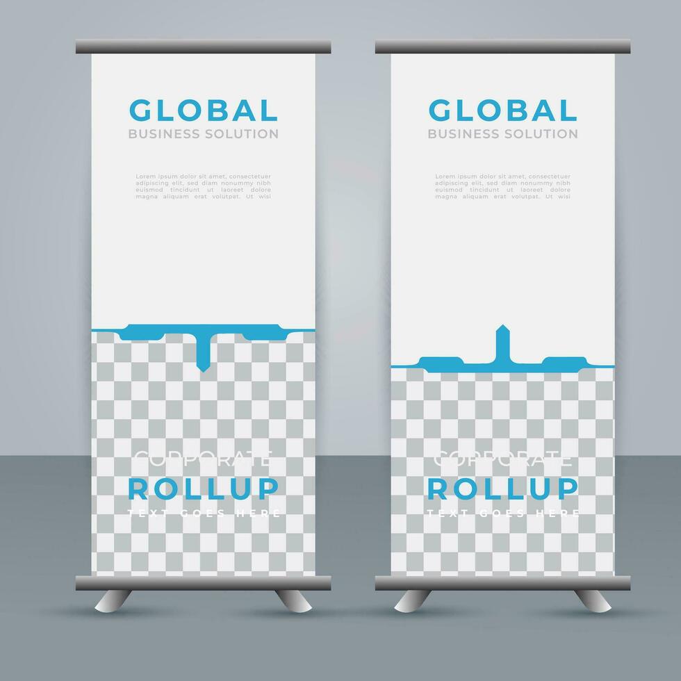 Modern roll up banner design template. flyer. pull up. presentation. brochure. poster. advertisement. print media vector