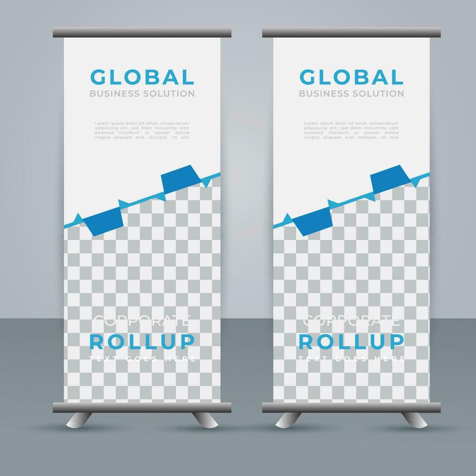 Modern roll up banner design template. flyer. pull up. presentation. brochure. poster. advertisement. print media vector