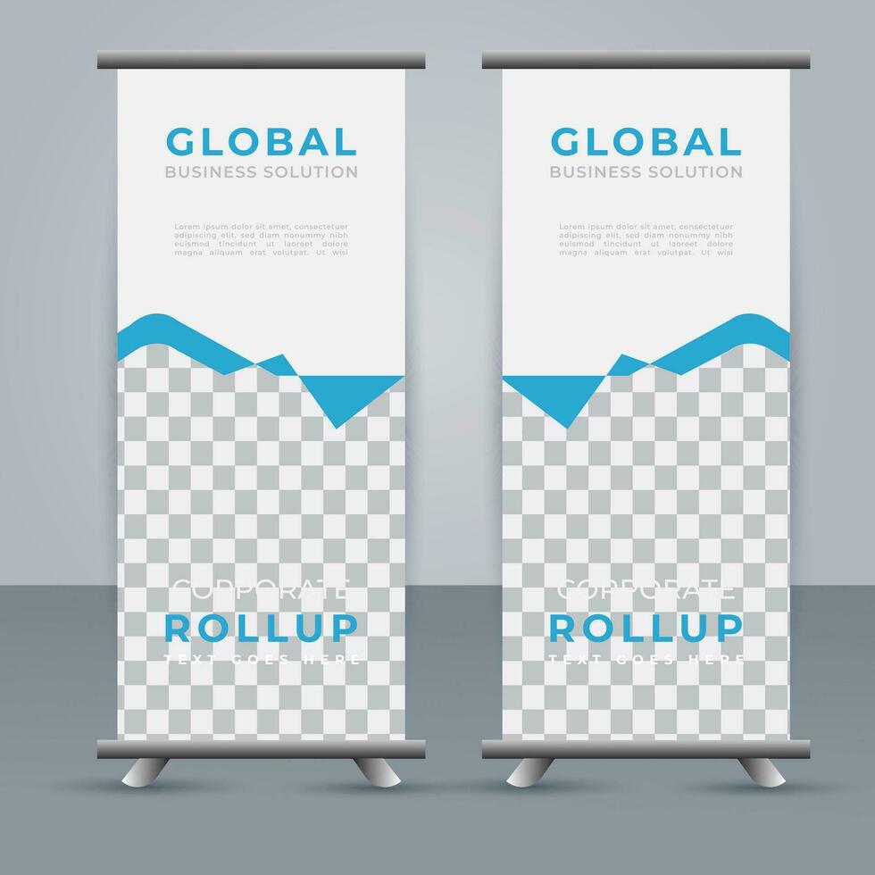 Modern roll up banner design template. flyer. pull up. presentation. brochure. poster. advertisement. print media vector