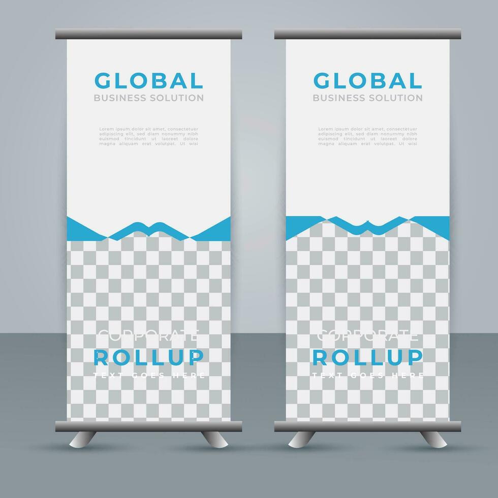 Modern roll up banner design template. flyer. pull up. presentation. brochure. poster. advertisement. print media vector