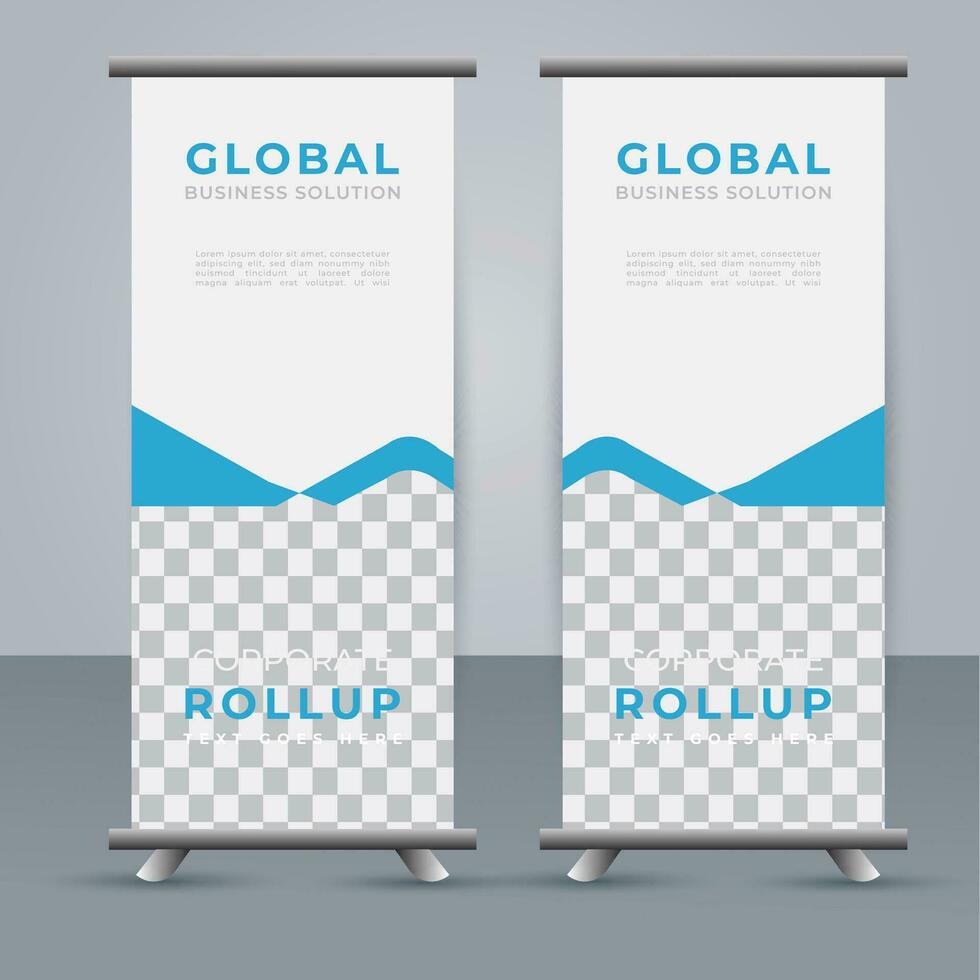 Modern roll up banner design template. flyer. pull up. presentation. brochure. poster. advertisement. print media vector