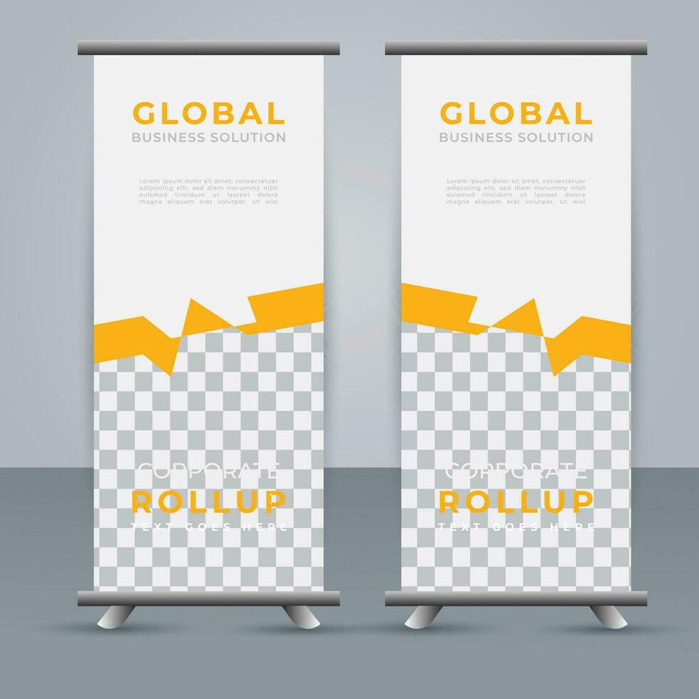 Modern roll up banner design template. flyer. pull up. presentation. brochure. poster. advertisement. print media vector