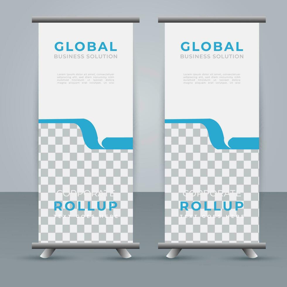 Modern roll up banner design template. flyer. pull up. presentation. brochure. poster. advertisement. print media vector