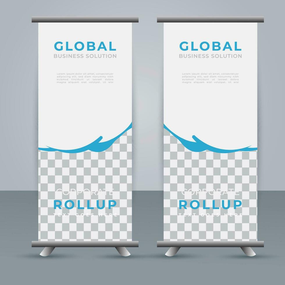 Modern roll up banner design template. flyer. pull up. presentation. brochure. poster. advertisement. print media vector