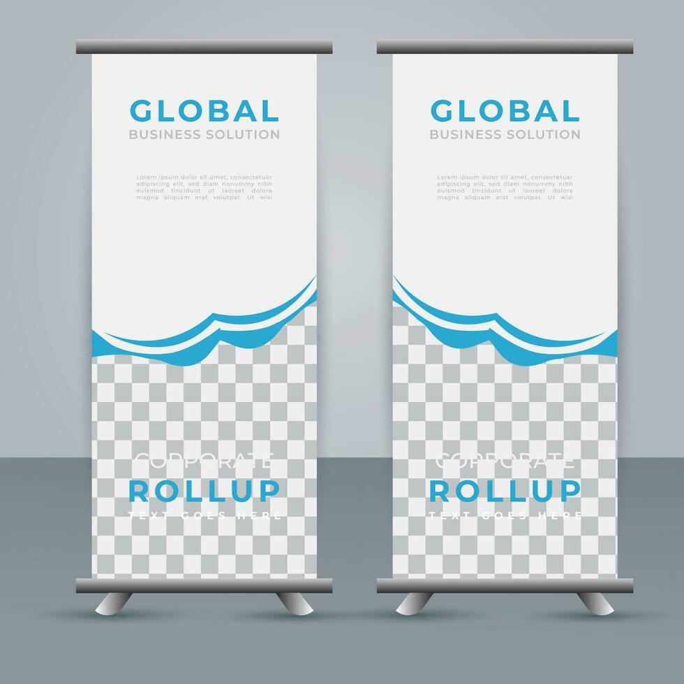 Modern roll up banner design template. flyer. pull up. presentation. brochure. poster. advertisement. print media vector