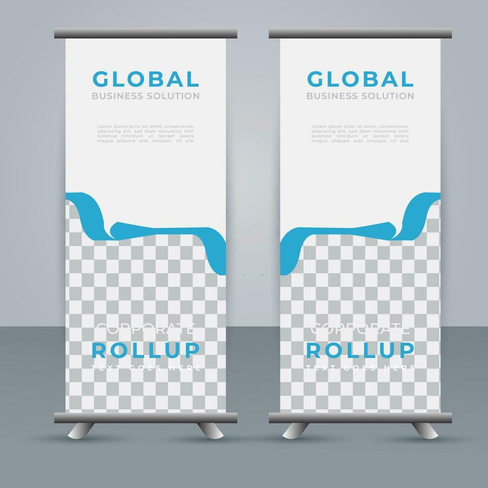 Modern roll up banner design template. flyer. pull up. presentation. brochure. poster. advertisement. print media vector