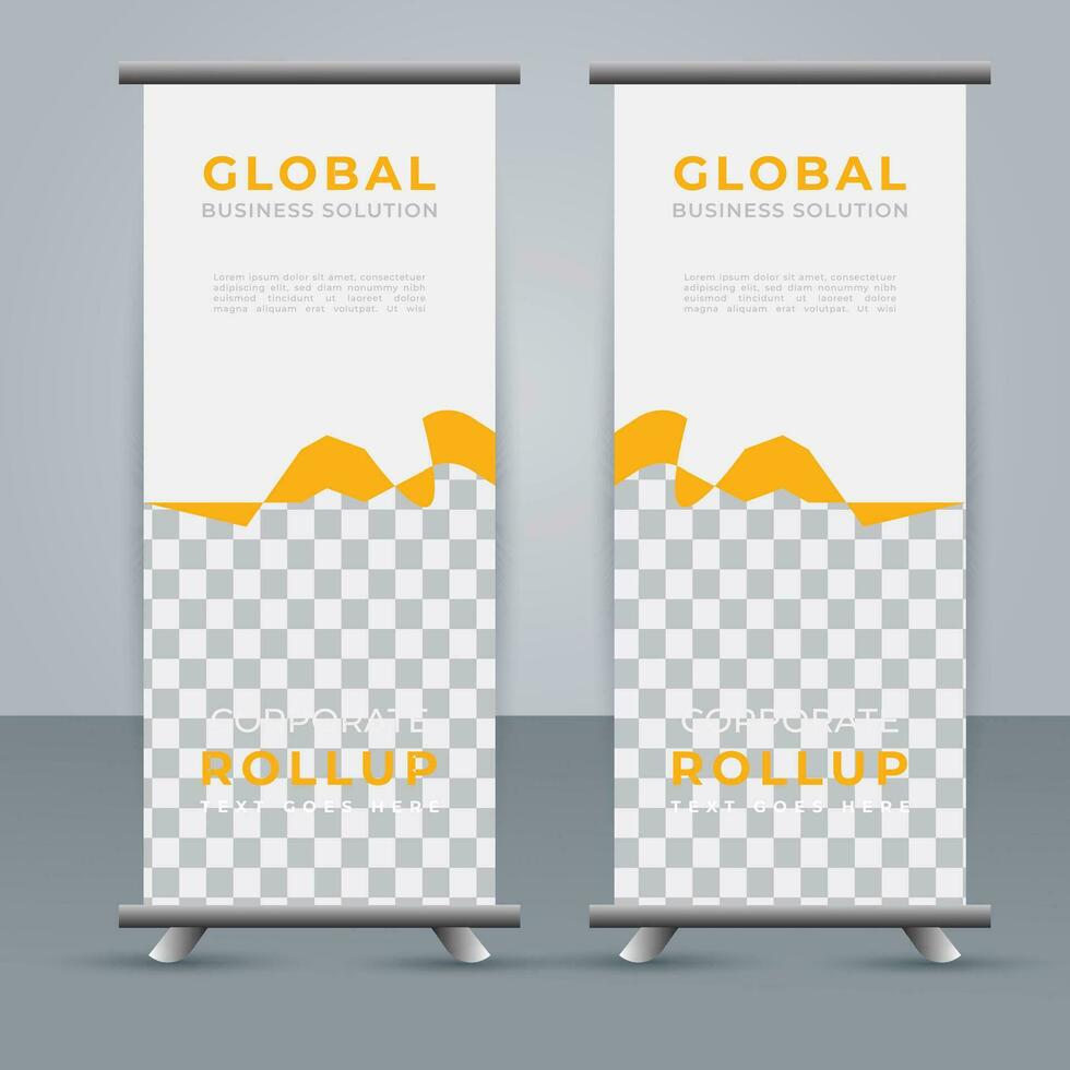 Modern roll up banner design template. flyer. pull up. presentation. brochure. poster. advertisement. print media vector