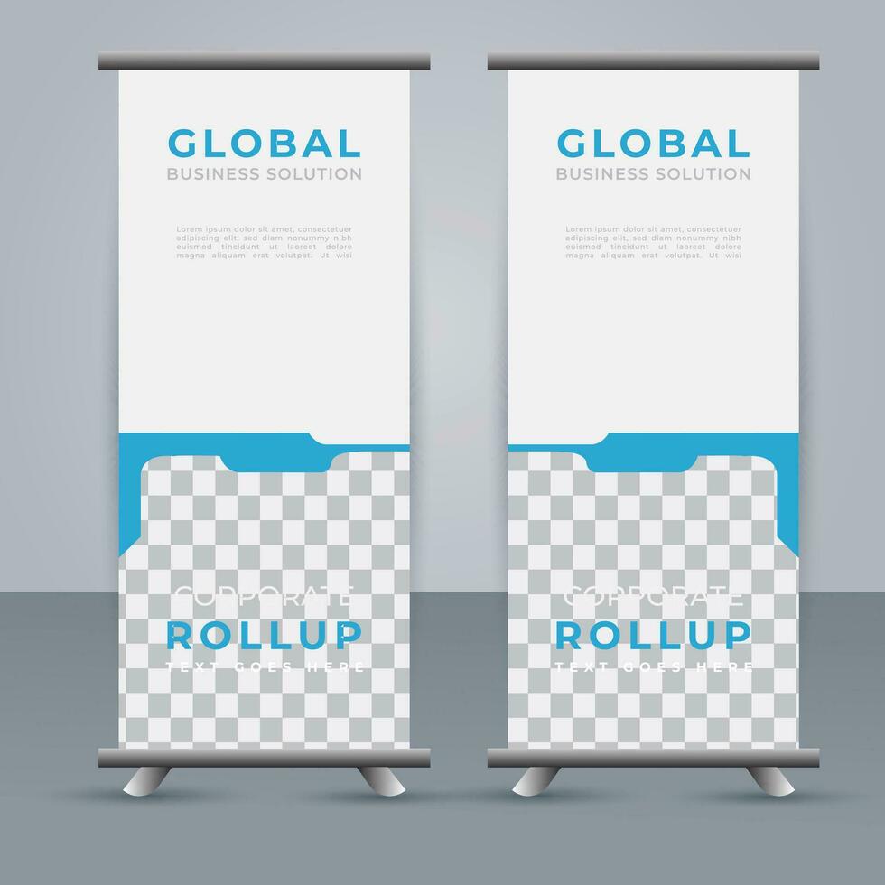 Modern roll up banner design template. flyer. pull up. presentation. brochure. poster. advertisement. print media vector