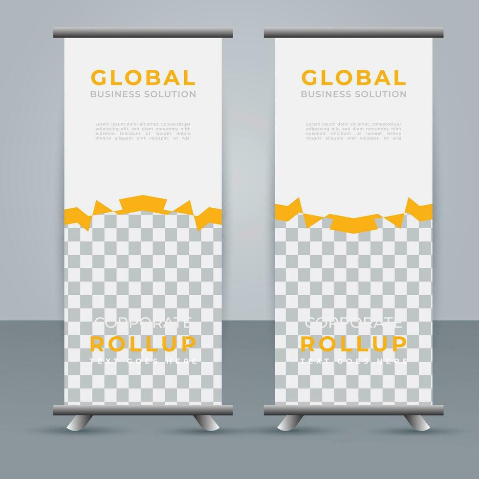 Modern roll up banner design template. flyer. pull up. presentation. brochure. poster. advertisement. print media vector