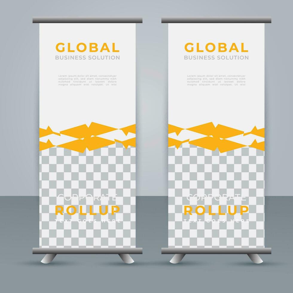 Modern roll up banner design template. flyer. pull up. presentation. brochure. poster. advertisement. print media vector