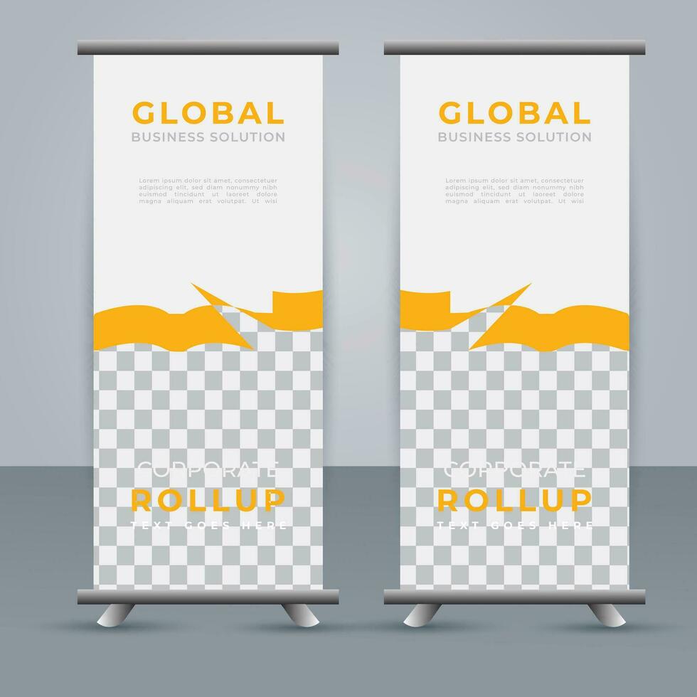 Modern roll up banner design template. flyer. pull up. presentation. brochure. poster. advertisement. print media vector