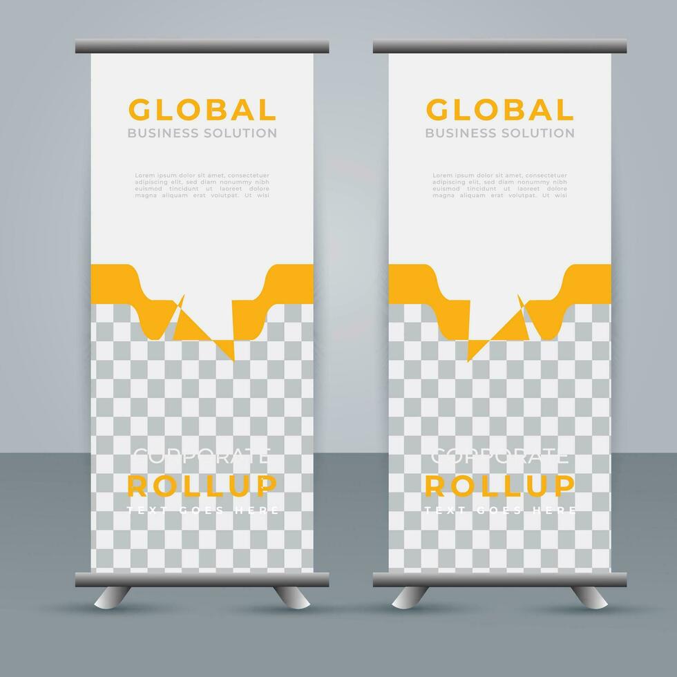 Modern roll up banner design template. flyer. pull up. presentation. brochure. poster. advertisement. print media vector