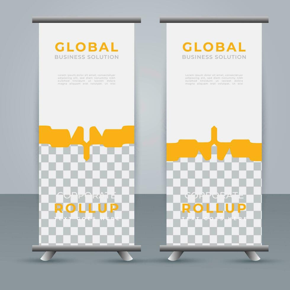 Modern roll up banner design template. flyer. pull up. presentation. brochure. poster. advertisement. print media vector