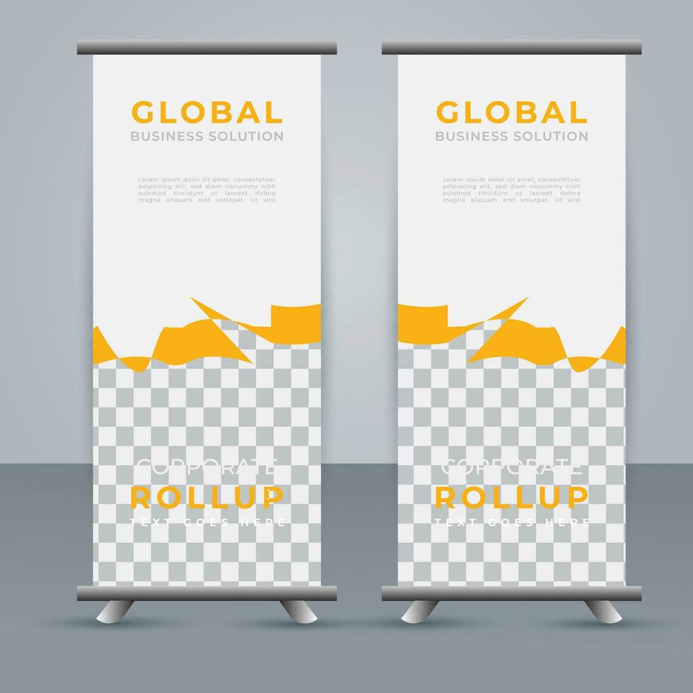 Modern roll up banner design template. flyer. pull up. presentation. brochure. poster. advertisement. print media vector