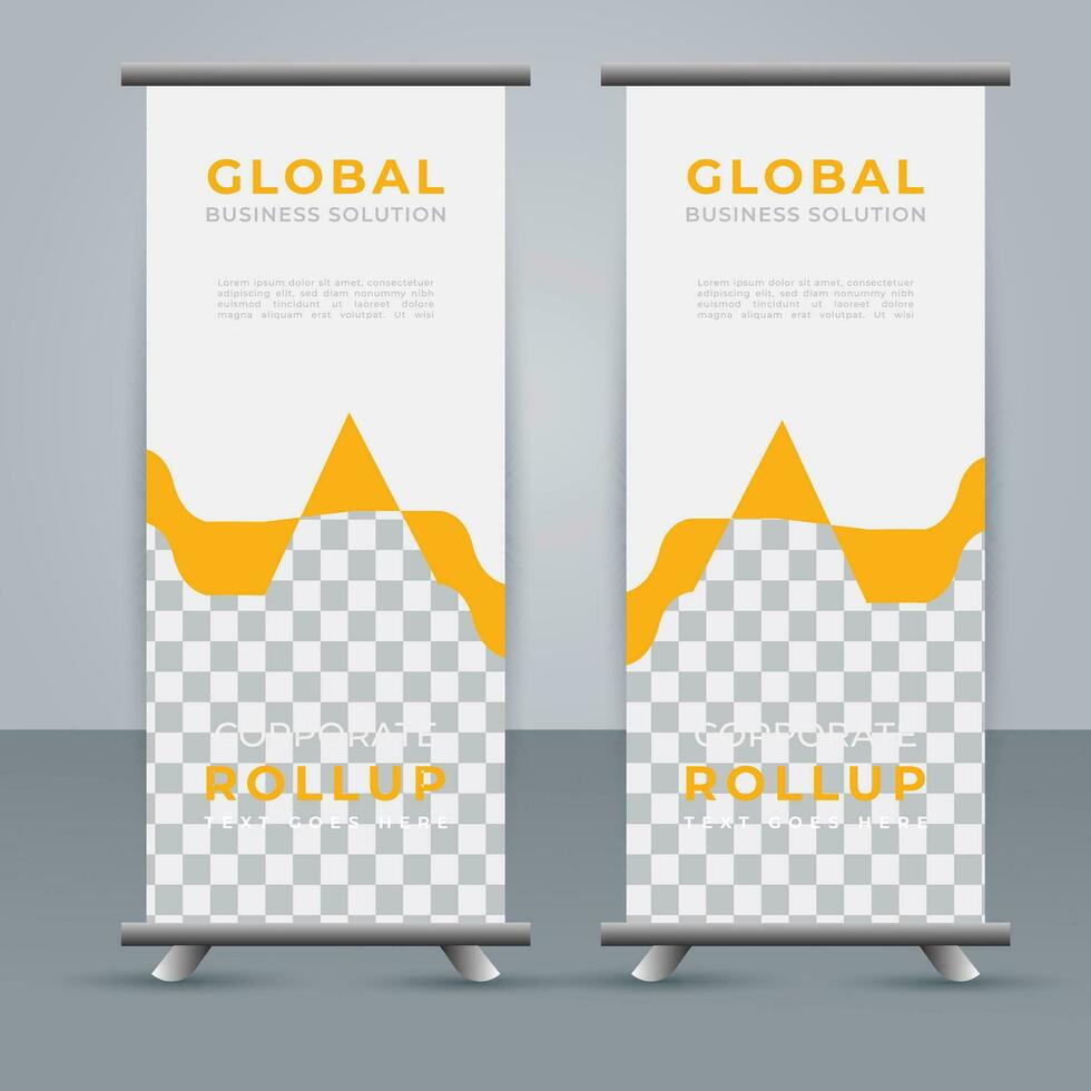 Modern roll up banner design template. flyer. pull up. presentation. brochure. poster. advertisement. print media vector