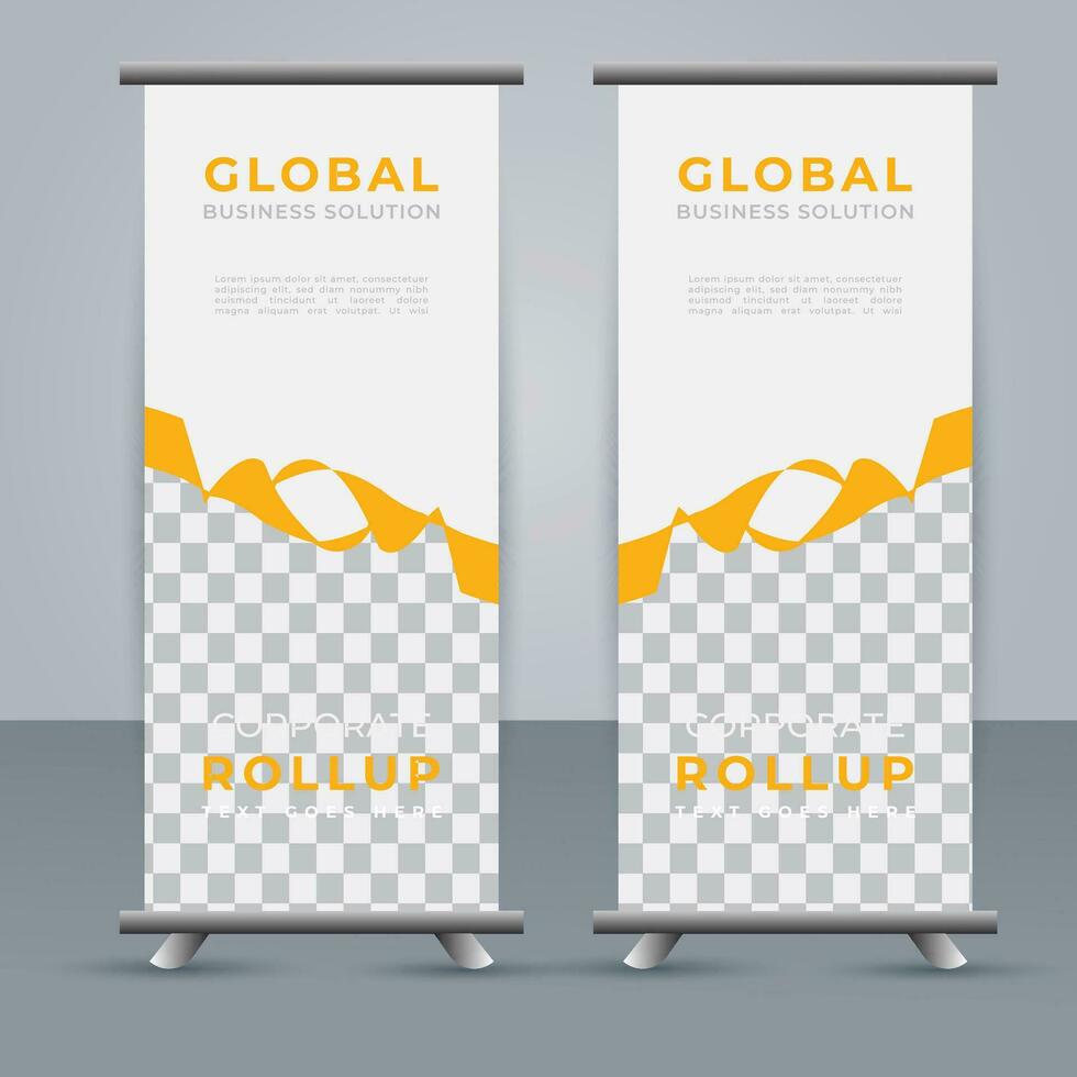 Modern roll up banner design template. flyer. pull up. presentation. brochure. poster. advertisement. print media vector
