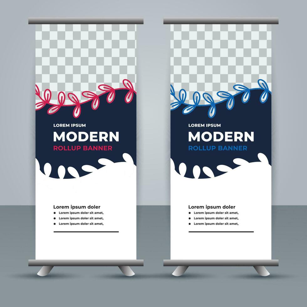 professional business roll up display standee template design vector