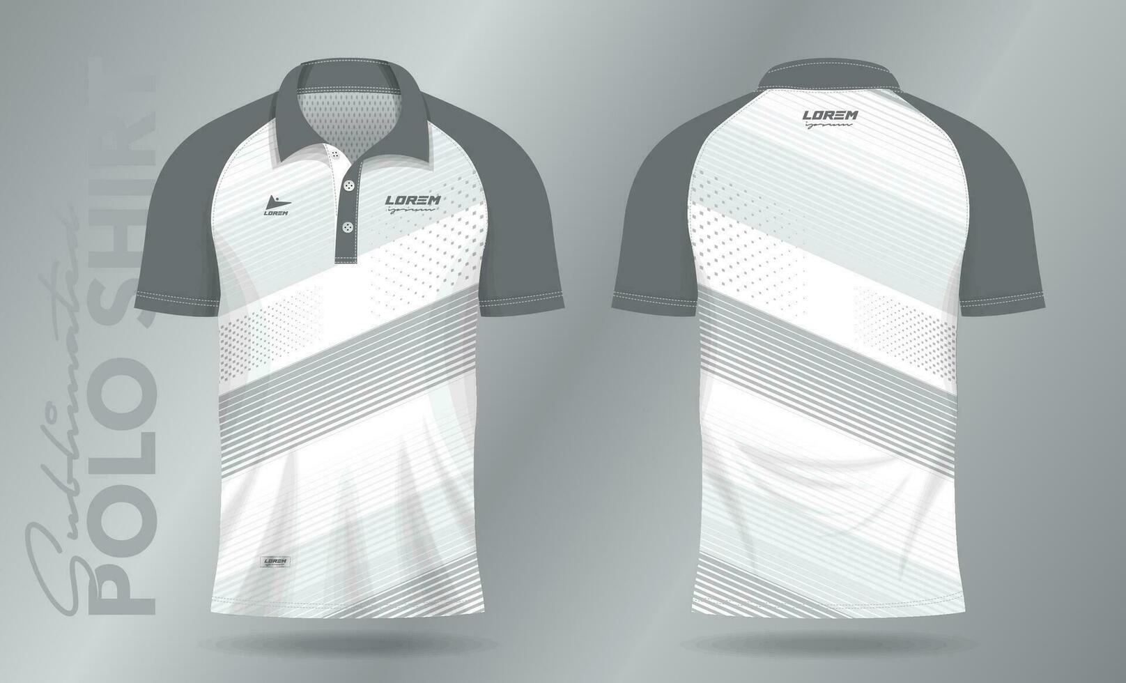 white abstract polo shirt mockup template design for sport uniform in front view and back view vector