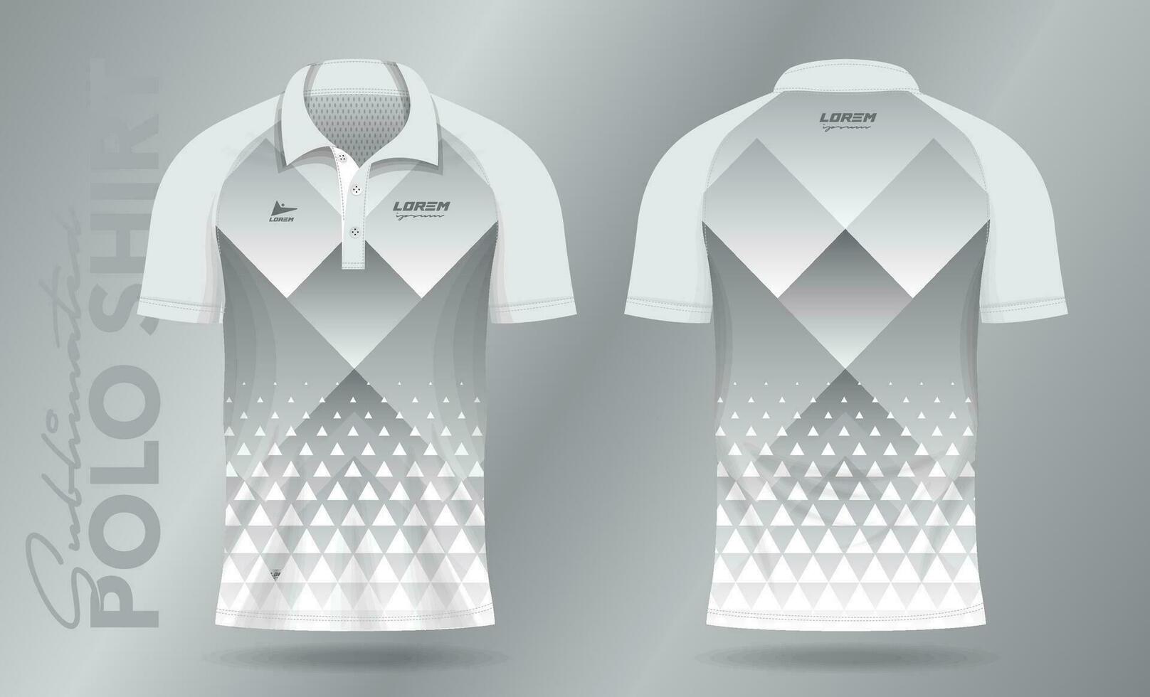 white abstract polo shirt mockup template design for sport uniform in front view and back view vector