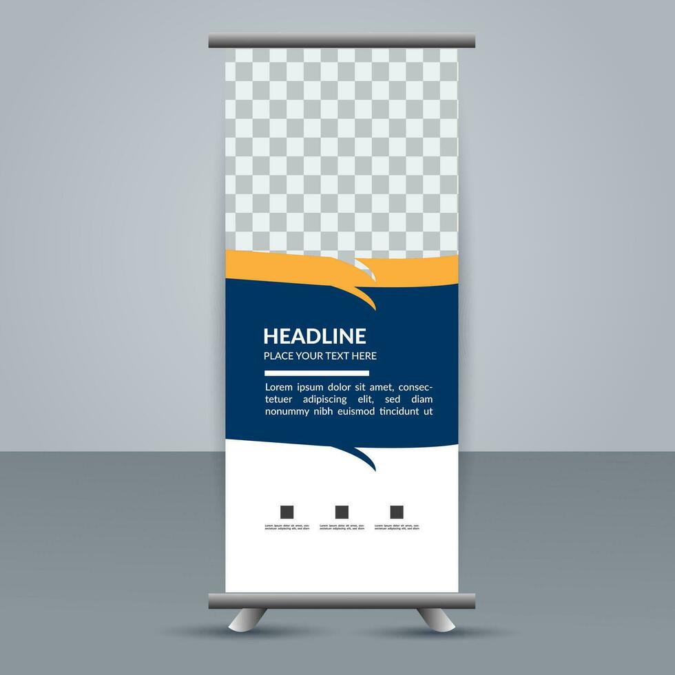 vector Roll up banner template with modern shapes